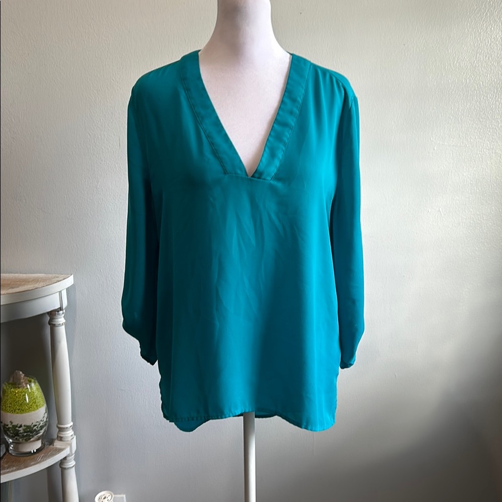 [EXPRESS] Teal V-Neck Blouse - Size Small